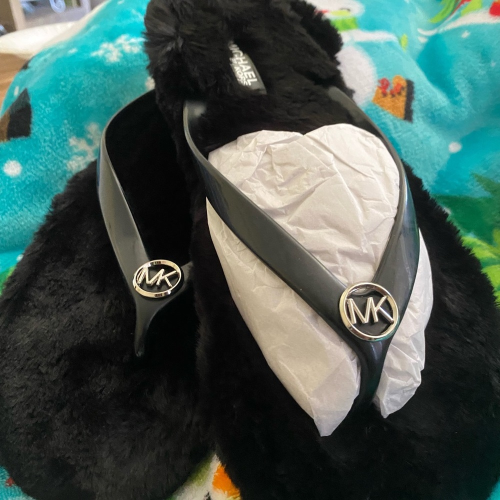 Michael Kors fur flip flops authentic